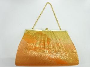 リサイクル　雲に草花模様織出し和装バッグ